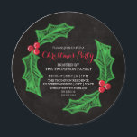 Holly Wreath Chalkboard Christmas Party Invitation<br><div class="desc">Charming invitation to a Christmas party,  with the text inside a holly wreath.</div>