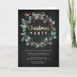 Holly Wreath Chalkboard Christmas Party Invitation<br><div class="desc">Holly Wreath Chalkboard Christmas Party by Yule4Yall.</div>