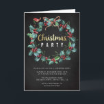 Holly Wreath Chalkboard Christmas Party Invitation<br><div class="desc">Holly Wreath Chalkboard Christmas Party by Yule4Yall.</div>