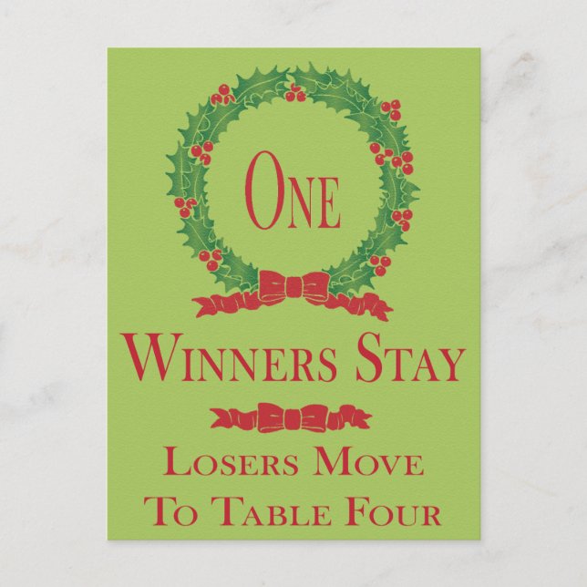 Holly Wreath Christmas Bunco Table Card One (Front)