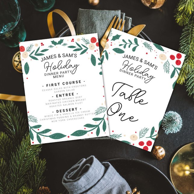 Holly Wreath Christmas Menu & Table Sign (Creator Uploaded)