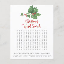 Holly Wreath Christmas Word Search Game