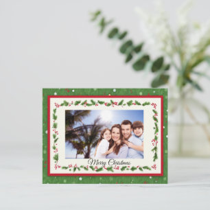 Holly Wreath Frame Personalised Custom Christmas Holiday Postcard