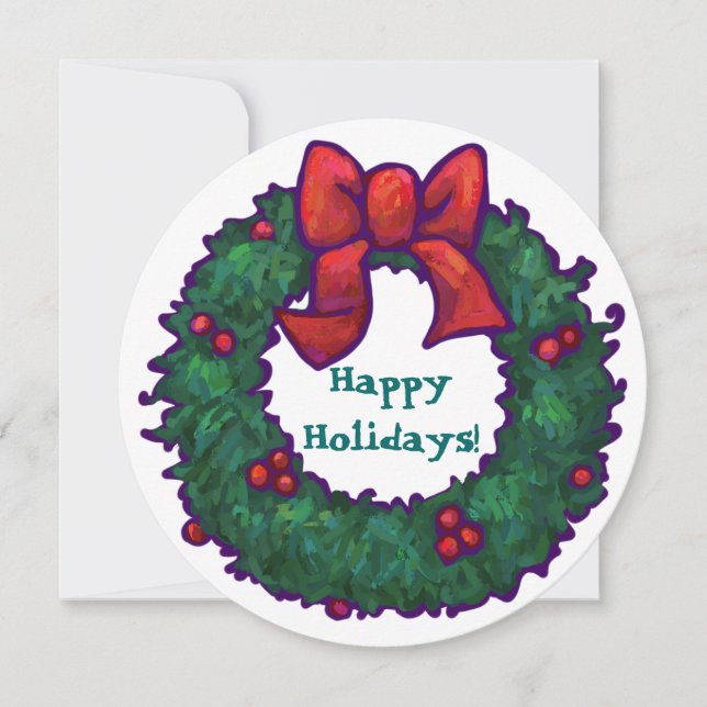 Holly Wreath Holiday Party Invitation (Front)