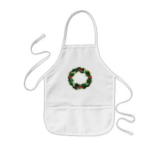 Holly Wreath Kids Apron