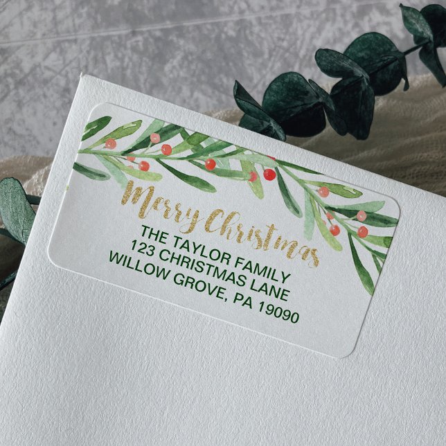Holly Wreath Merry Christmas Label (Creator Uploaded)