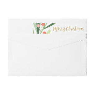 Holly Wreath Merry Christmas Wrap Around Label