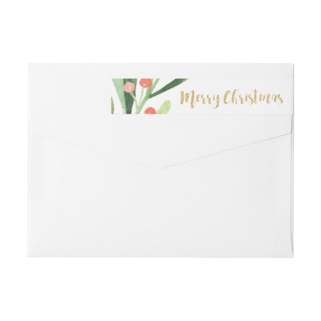 Holly Wreath Merry Christmas Wrap Around Label (Back)