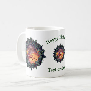 Holly Wreath Personalised Christmas Holiday Coffee Mug