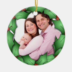 Holly Wreath Photo Ornament