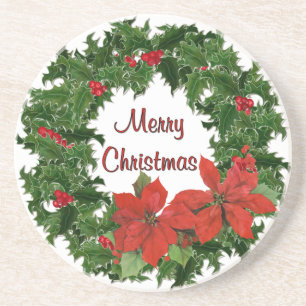 Holly Wreath Traditions Coaster