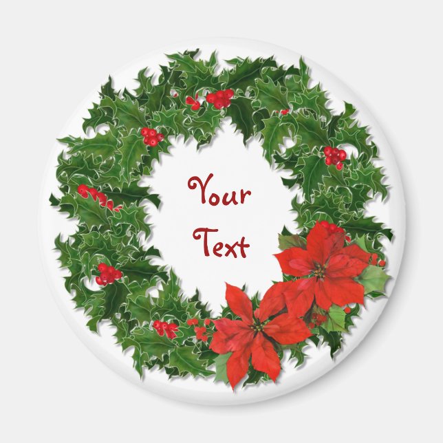 Holly Wreath Traditions Magnet (Front)