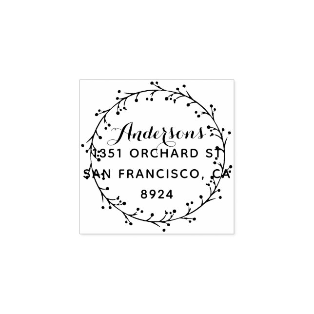 Holly Wreath Wreath Custom Return Address Rubber Stamp (Imprint)