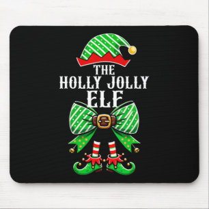 Holly Xmas Jolly Elf Coquette Bow Christmas Family Mouse Mat