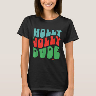 Holly Xmas Jolly Mama Christmas Mom Vintage Xmas W T-Shirt