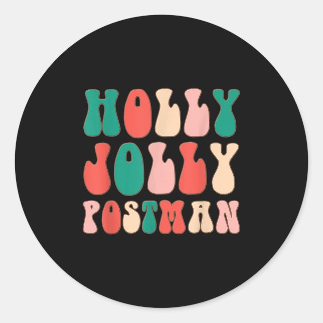 Holly Xmas Jolly Stman Retro Groovy Christmas Paja Classic Round Sticker (Front)