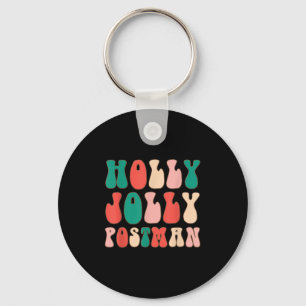 Holly Xmas Jolly Stman Retro Groovy Christmas Paja Key Ring