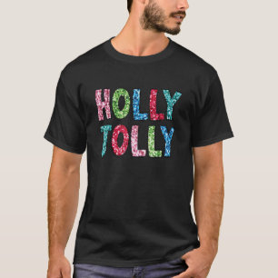 Holly Xmas Jolly Vibes Groovy Retro Hippie Christm T-Shirt
