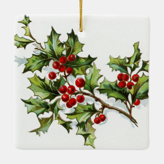 HollyBerries20150802 Ceramic Ornament (Back)
