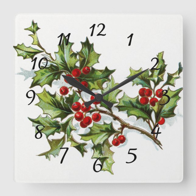 HollyBerries20150802 Square Wall Clock (Front)