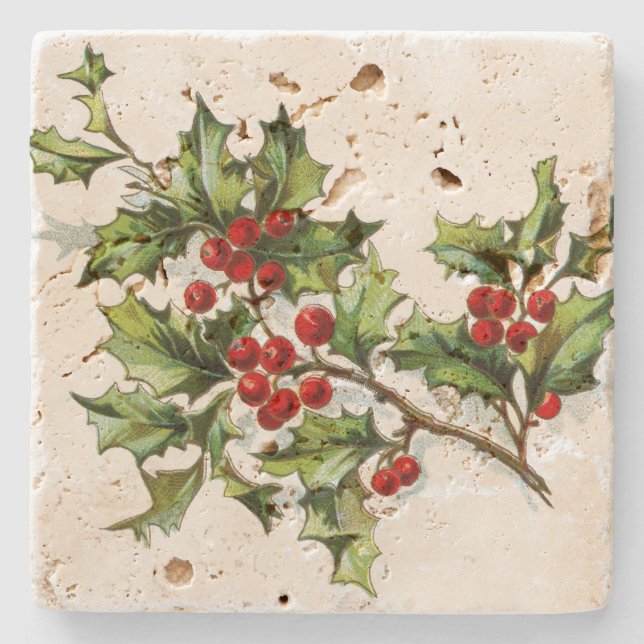 HollyBerries20150802 Stone Coaster (Front)
