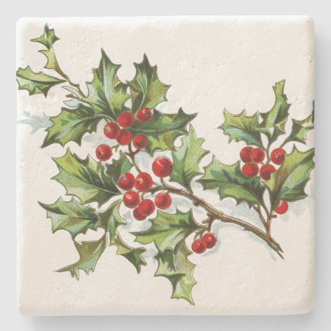 HollyBerries20150802 Stone Coaster (Front)