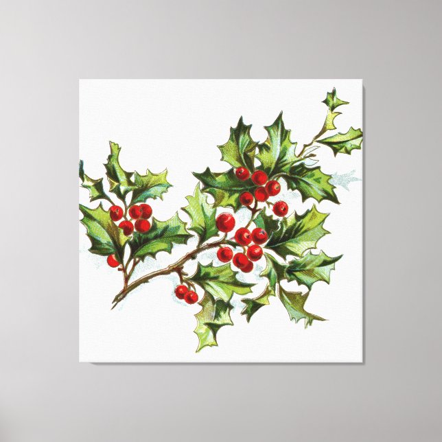 HollyBerries 001 Canvas Print (Front)