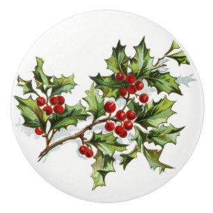 HollyBerries 001 Ceramic Knob