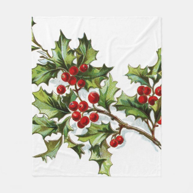 HollyBerries 002 Fleece Blanket (Front)