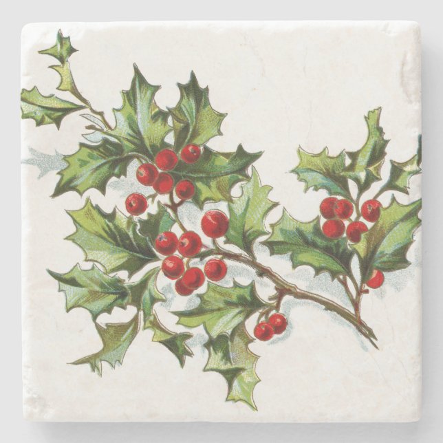 HollyBerries 002 Stone Coaster (Front)