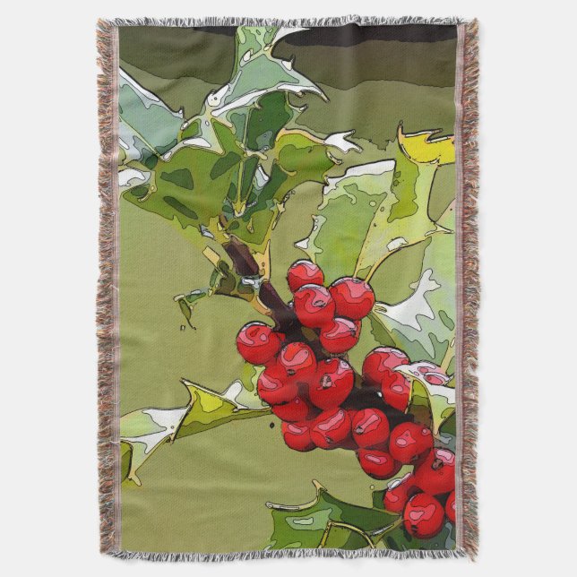 HollyBerries 005 Throw Blanket (Front Vertical)