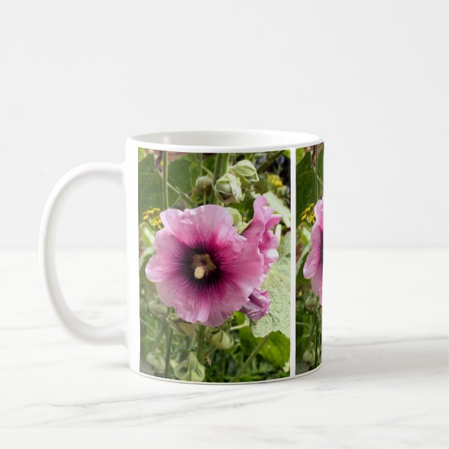 HOLLYHOCK FLOWER COFFEE MUG (Left)