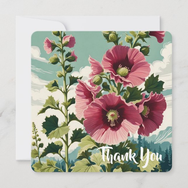 Hollyhock Flower Customisable Card (Front)