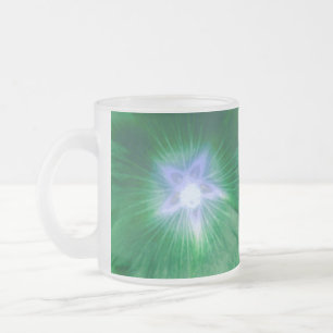 Hollyhock Flower Gorgeous Green Frosted Glass Mug
