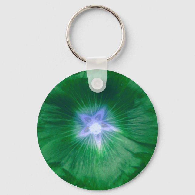 Hollyhock Flower Gorgeous Green Keychain (Front)