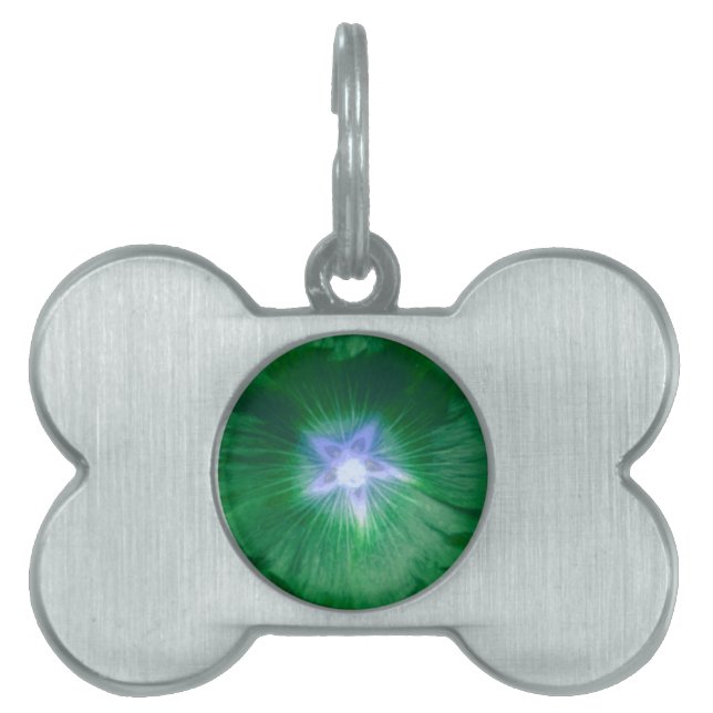 Hollyhock Flower Gorgeous Green Pet Tag (Front)