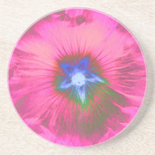 Hollyhock Flower Pink Velvet Coasters