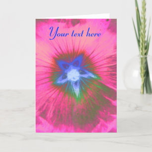 Hollyhock Flower Pink Velvet Custom Greeting Card