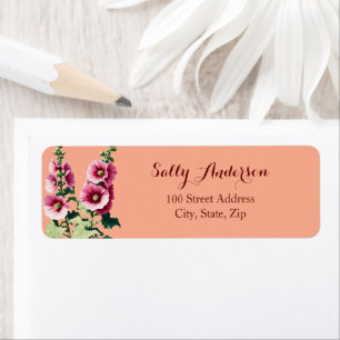 Hollyhock Flower Return Address Label