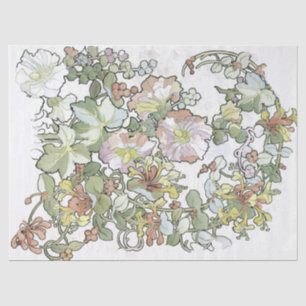 Hollyhock & Honeysuckle Flowers Art Tissue Paper