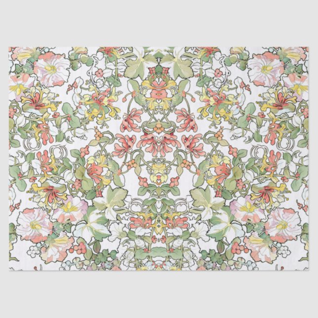 Hollyhock & Honeysuckle Flowers Art Tissue Paper (Front)