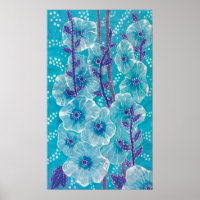 Hollyhock Mallow Malva Flower Floral Collage Blue