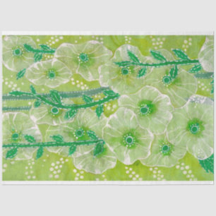 Hollyhock Mallow Malva Flowers Green Shades Floral Tissue Paper