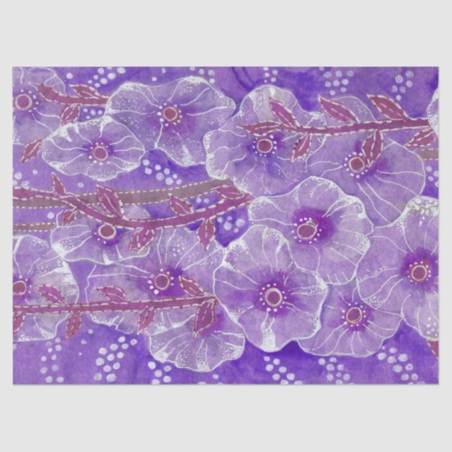 Hollyhock Mallow Malva Purpe Violet Flower Floral Tissue Paper (Front)