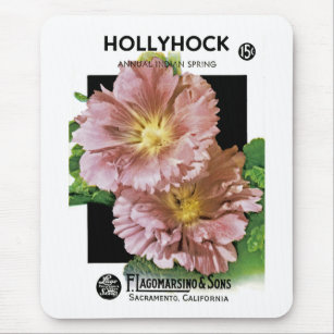 Hollyhock Vintage Seed Packet Mouse Mat