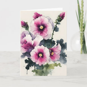 Hollyhock - Watercolor flowers Card
