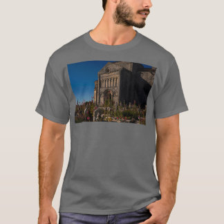 Hollyhocks and headstones TalmontsurGironde France T-Shirt