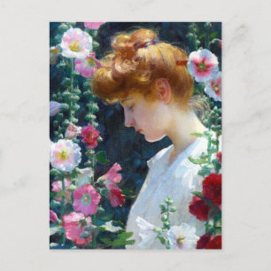 Hollyhocks and Sunlight Charles Courtney Curran Postcard