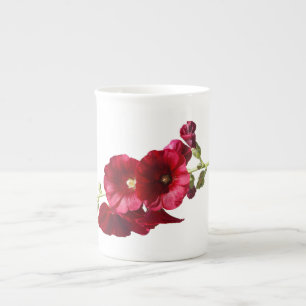 Hollyhocks bone china mug