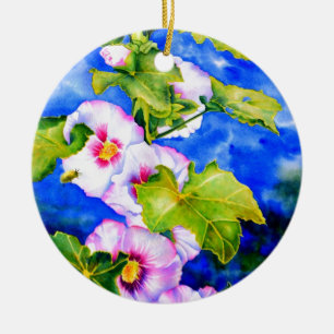 Hollyhocks Ceramic Tree Decoration